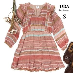 dRA Anthropologie Peach Viscose Peasant Girl Boho Dress Size S
